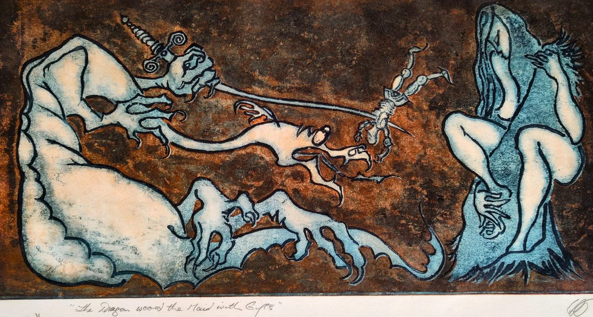 The Dragon Wooed the Maid with Gifts, Etching by Bruce Thomson