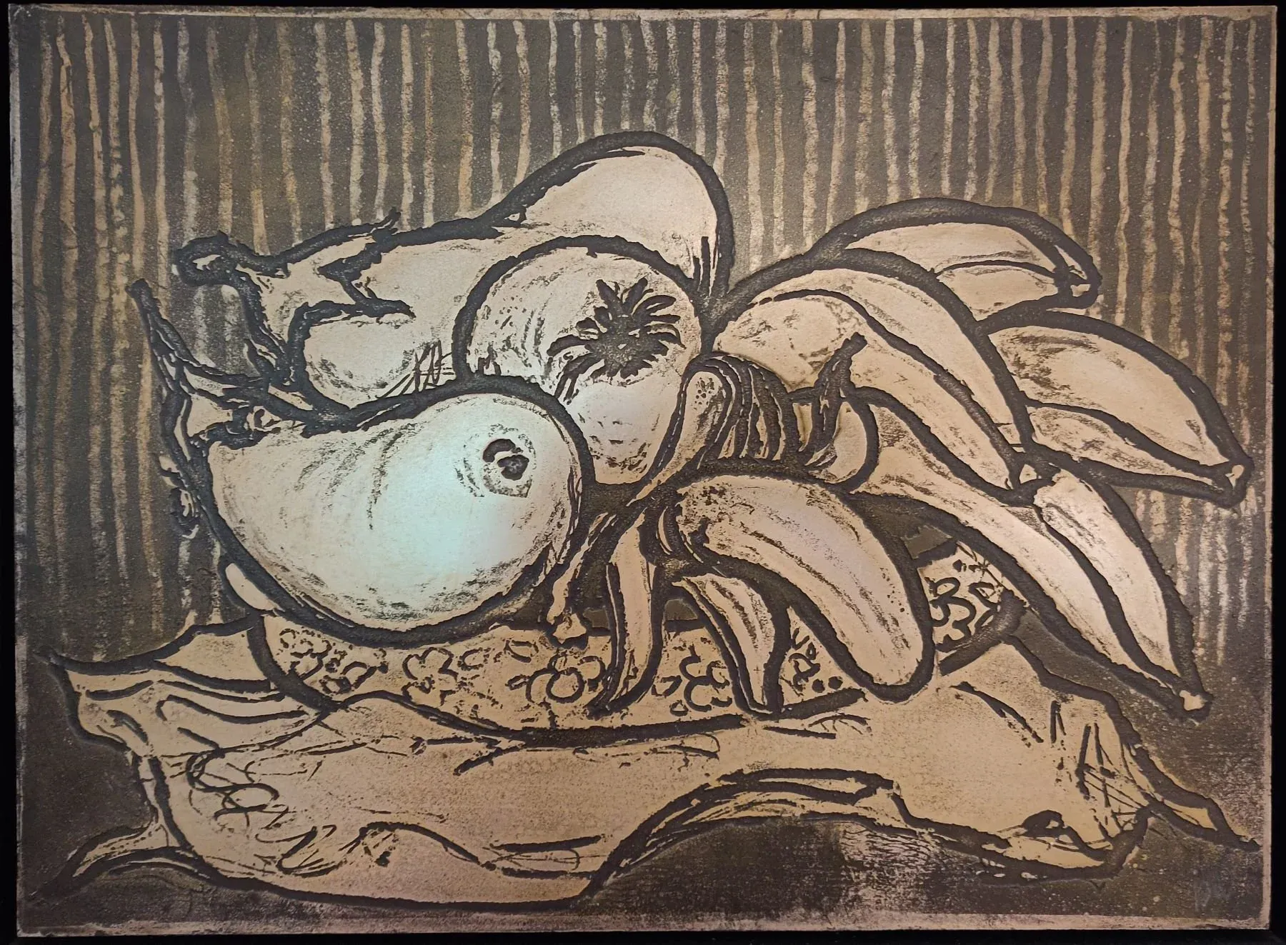 Still Life with Aubergines, Etching by Bruce Thomson