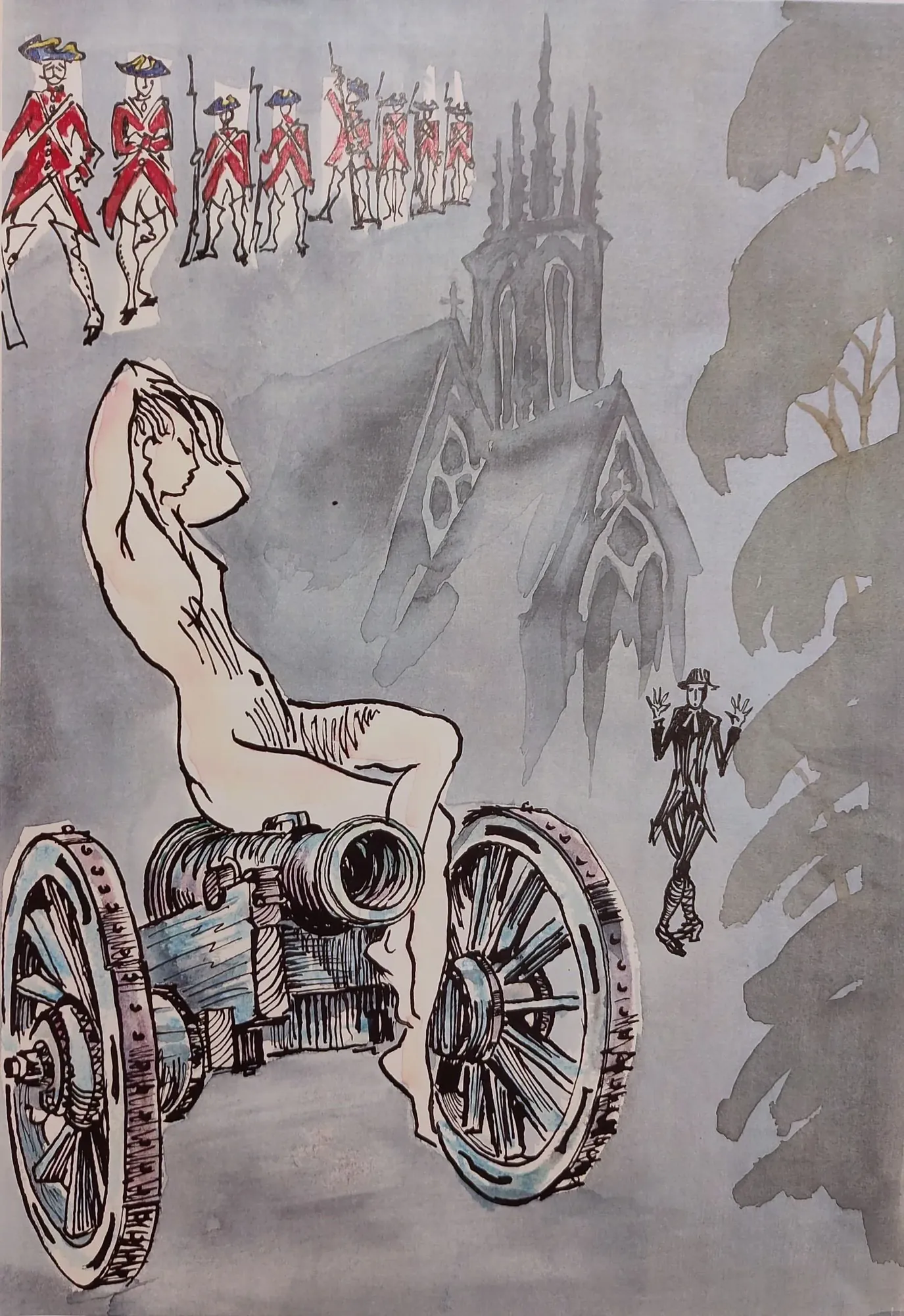 The Witch on the Cannon, a Tam o' Shanter illustration by Bruce Thomson