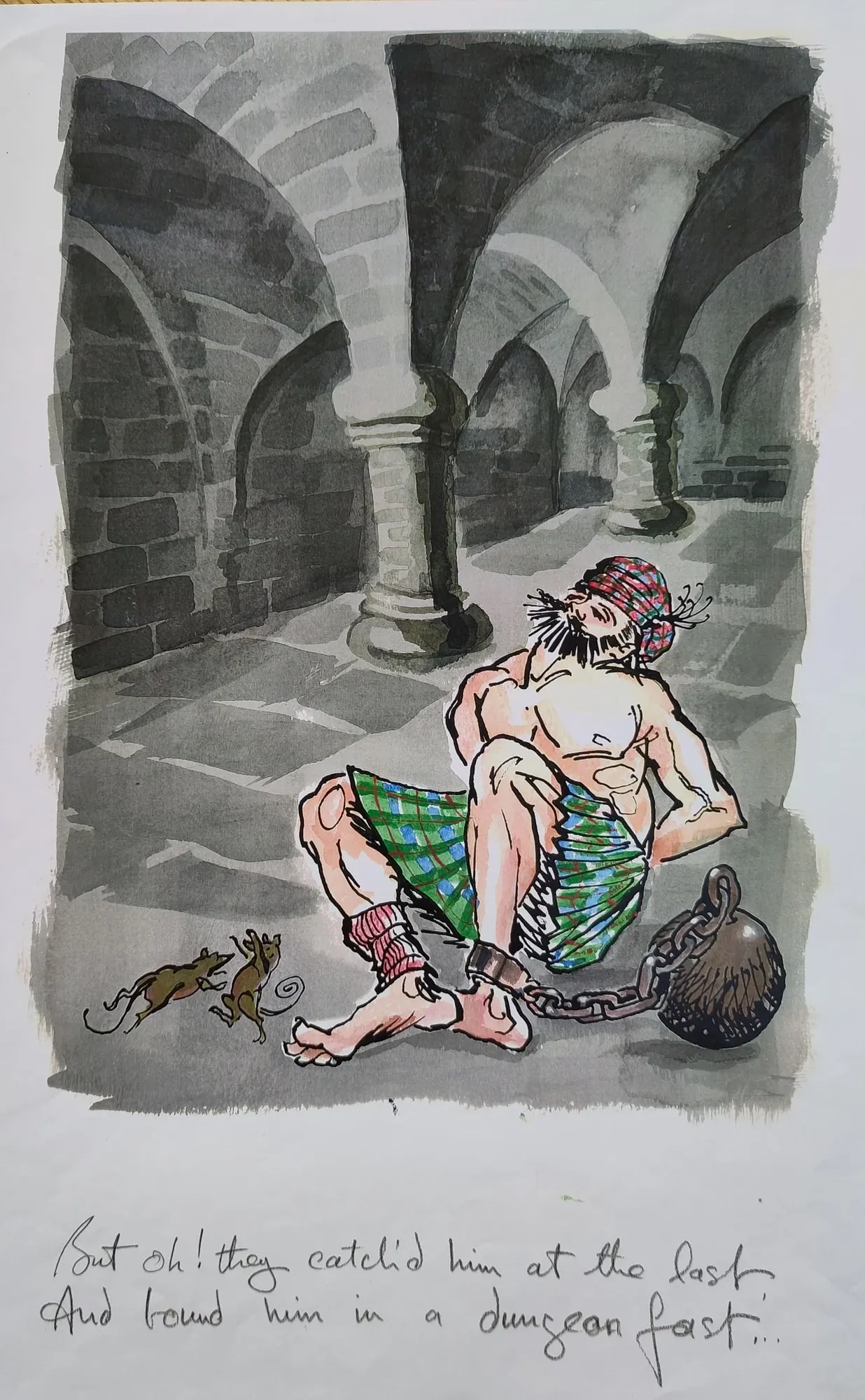 Bound in a Dungeon, a The Jolly Beggars illustration by Bruce Thomson