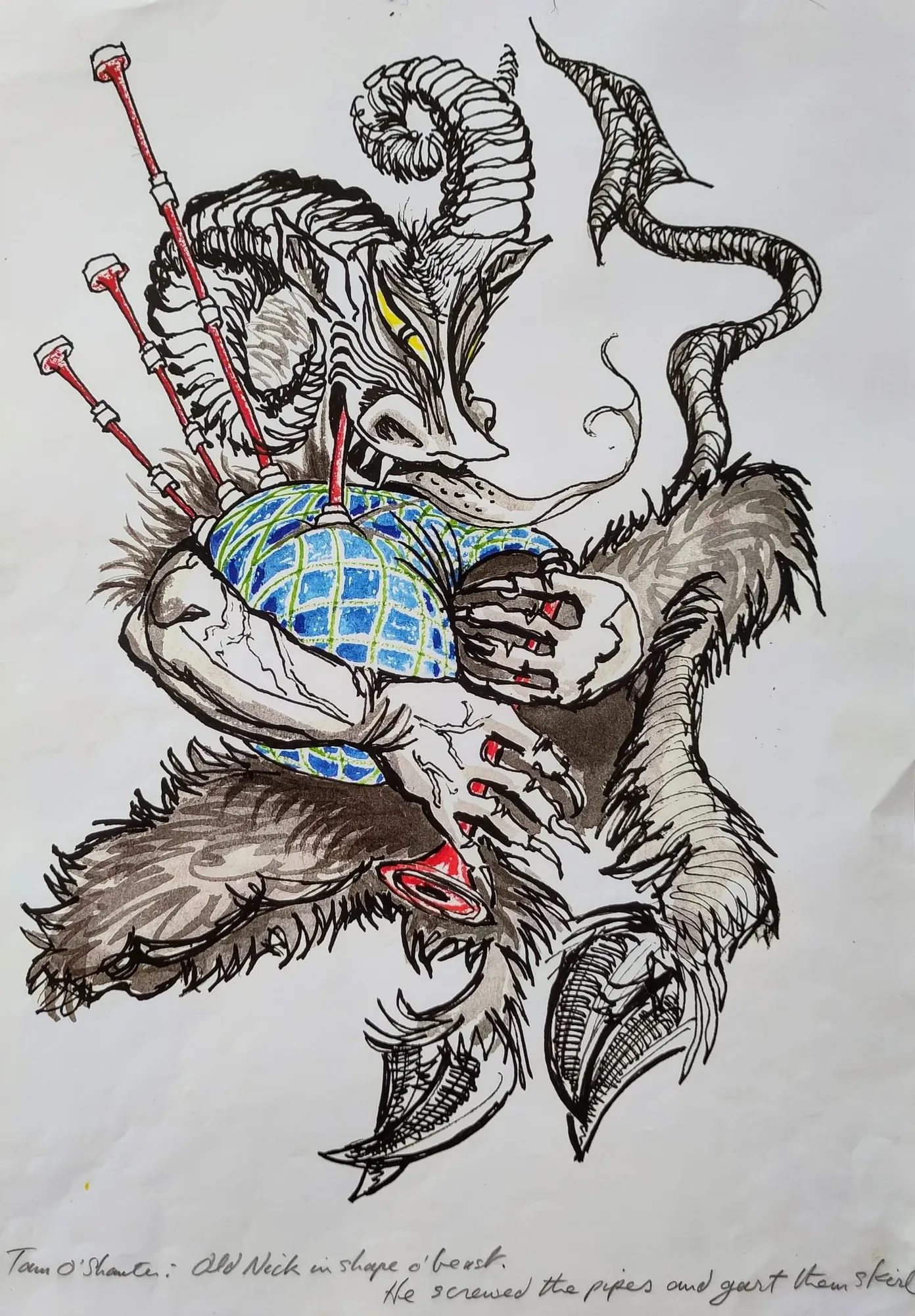 Old Nick in Shape o' Beast, a Tam o' Shanter illustration by Bruce Thomson