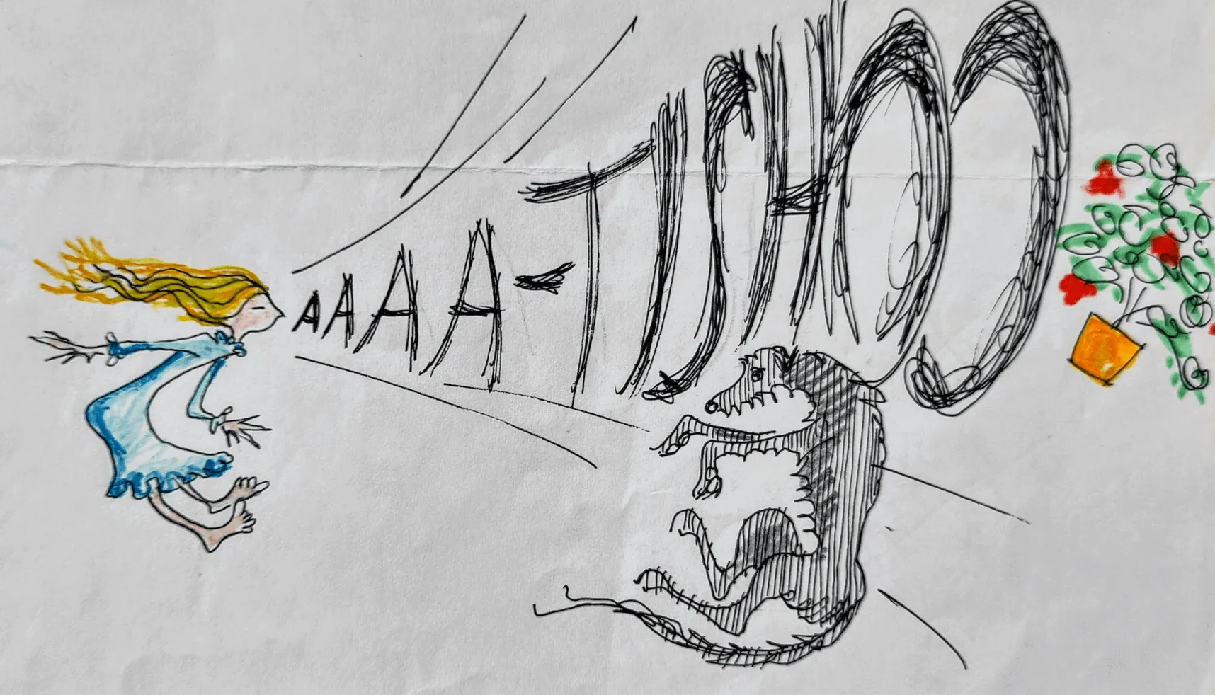 Aaaa-tishoo!, a Letter home illustration by Bruce Thomson